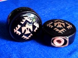 Frankoma Native American shakers glazed onyx black.
